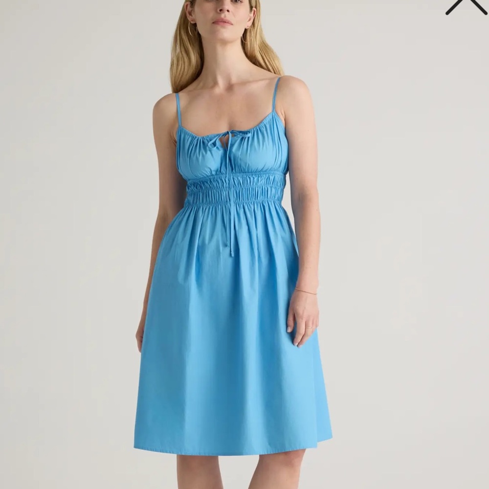 100% Organic Cotton Keyhole Midi Dress Cornflower Blue